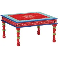 vidaXL Salontafel handbeschilderd massief mangohout rood