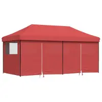 vidaXL Partytent inklapbaar pop-up met 4 zijwanden bordeauxrood