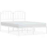 vidaXL Bedframe met hoofdbord metaal wit 150x200 cm