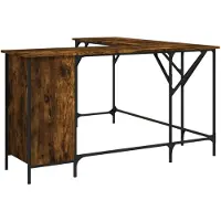 vidaXL Bureau, gerookt eikenhout, 141x141x75 cm, houtvezel