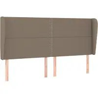 vidaXL Hoofdbord met randen 203x23x118/128 cm stof taupe