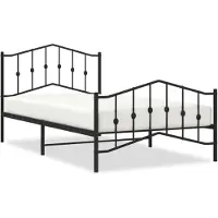 vidaXL - Bedframe - met - hoofd- - en - voeteneinde metaal - zwart - 107x203 - cm