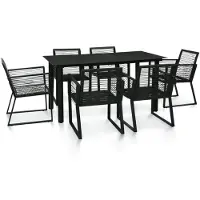 vidaXL 7-delige tuinsets, PVC riet, zwart