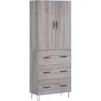 vidaXL Hoge kast 69,5x34x180 cm bewerkt hout grijs sonoma eikenkleurig
