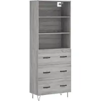 vidaXL Hoge kast 69,5x34x180 cm bewerkt hout grijs sonoma eikenkleurig