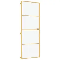 vidaXL Binnendeur smal 76x201,5 cm gehard glas en aluminium goudkleur