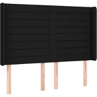 vidaXL Hoofdbord met randen 147x16x118/128 cm stof zwart