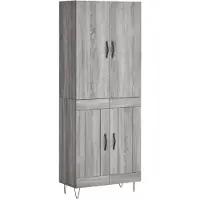 vidaXL Hoge kast 69,5x34x180 cm bewerkt hout grijs sonoma eikenkleurig