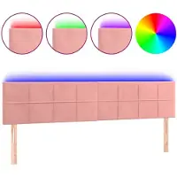 vidaXL Hoofdbord LED 200x5x78/88 cm fluweel roze