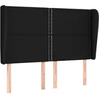 vidaXL Hoofdbord met randen 147x23x118/128 cm stof zwart