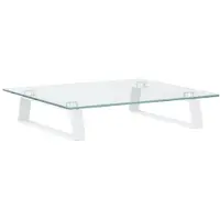 vidaXL Monitorstandaard 40x35x8 cm gehard glas en metaal wit