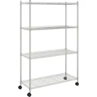 vidaXL Opbergrek 4-laags met wielen 200 kg 90x35x142 cm chroomkleurig