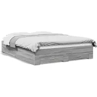 vidaXL Bedframe met lades bewerkt hout grijs sonoma eiken 150x200 cm