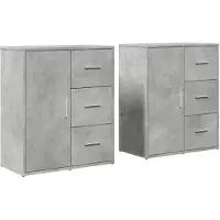 vidaXL Dressoirs 2 st 60x31x70 cm bewerkt hout betongrijs