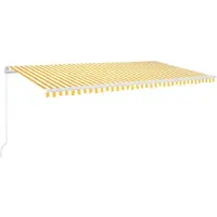 vidaXL Luifel handmatig uittrekbaar met LED 600x300 cm geel en wit