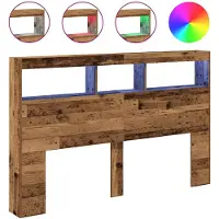 vidaXL Hoofdbordkast met LED 160x17x102 cm oud hout