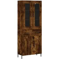 vidaXL Hoge kast 69,5x34x180 cm bewerkt hout gerookt eikenkleurig