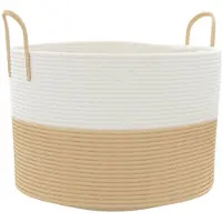 vidaXL Opbergmand Ø 51x33 cm katoen beige en wit