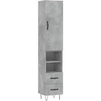 vidaXL Hoge kast 34,5x34x180 cm bewerkt hout betongrijs
