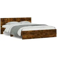 vidaXL Bedframe met hoofdeinde gerookt eikenkleurig 140x190 cm