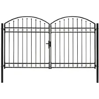 vidaXL Poort dubbel met gebogen bovenkant 300x200 cm staal zwart