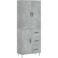 vidaXL Hoge kast 69,5x34x180 cm bewerkt hout betongrijs