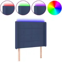 vidaXL Hoofdbord LED 93x16x118/128 cm stof blauw
