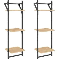vidaXL Wandschappen 3-laags met stangen 2 st 30x25x100 cm sonoma eiken