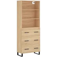 vidaXL Hoge kast 69,5x34x180 cm bewerkt hout sonoma eikenkleurig