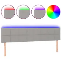vidaXL Hoofdbord LED 200x5x78/88 cm stof lichtgrijs