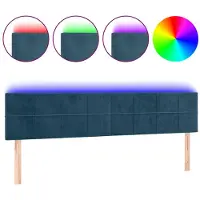 vidaXL Hoofdbord LED 180x5x78/88 cm fluweel donkerblauw