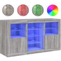 vidaXL Dressoir met LED-verlichting 123x37x67 cm grijs sonoma eiken
