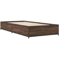 vidaXL Bedframe, bruin, eikenlook, 90x190 cm, houtvezel, metaal