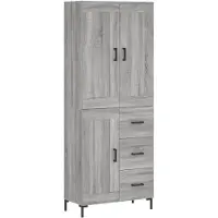 vidaXL Hoge kast 69,5x34x180 cm bewerkt hout grijs sonoma eikenkleurig