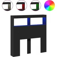 vidaXL Hoofdbordkast met LED-verlichting 100x17x102 cm zwart
