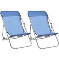 vidaXL Strandstoelen 2 st textileen en gepoedercoat staal blauw