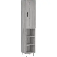 vidaXL Hoge kast 34,5x34x180 cm bewerkt hout grijs sonoma eikenkleurig