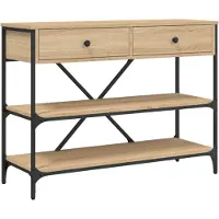 vidaXL Wandtafel met lades en schappen bewerkt hout sonoma eikenkleur