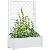 vidaXL Plantenbak met latwerk 100x43x142 cm PP wit