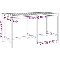 vidaXL Tuintafel, 203,5x90x110 cm, massief Douglasiehout