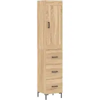 vidaXL Hoge kast 34,5x34x180 cm bewerkt hout sonoma eikenkleurig