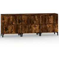 vidaXL Dressoirs 3 st 60x35x70 cm bewerkt hout gerookt eikenkleurig