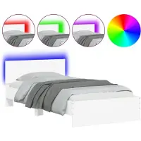 vidaXL Bedframe met hoofdbord en LED-verlichting wit 100x200 cm