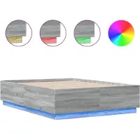 vidaXL Bedframe met LED-verlichting grijs sonoma eiken 135x190 cm