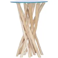 vidaXL Salontafel met glazen blad 35x50 cm massief teakhout