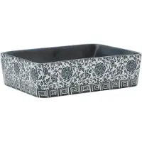 vidaXL Opzetwasbak rechthoekig 46x35,5x13 cm keramiek zwart en blauw