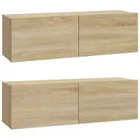 vidaXL Tv-wandmeubels 2 st 100x30x30 cm hout sonoma eikenkleurig