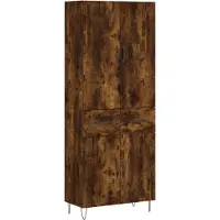 vidaXL Hoge kast 69,5x34x180 cm bewerkt hout gerookt eikenkleurig