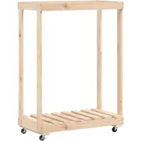 vidaXL Houtblokhouder met wielen 76,5x40x108 cm massief grenenhout