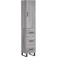 vidaXL Hoge kast 34,5x34x180 cm bewerkt hout grijs sonoma eikenkleurig
